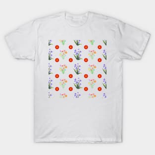 Blooming summer flowers seamless pattern T-Shirt